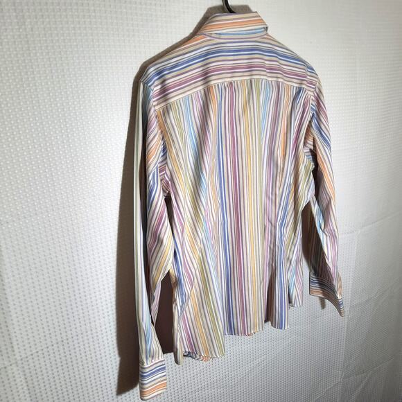 Lands' End 18 Shirt Men's Multicolor Stripe 100% Cotton Button Down Hong Kong - Picture 8 of 8